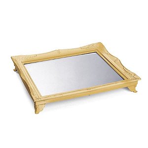 Bandeja com Espelho Ouro 29,5x24,5x4,5