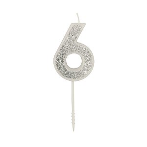 Vela n° 6 Puro Glitter Prata