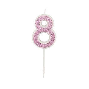 Vela n° 8 Puro Glitter Rosa