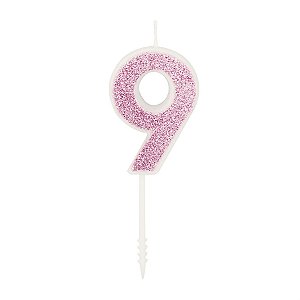 Vela n° 9 Puro Glitter Rosa