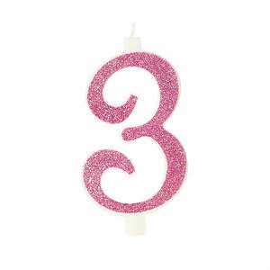 Vela Grande n° 3 Puro Glitter Rosa