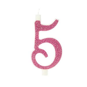 Vela Grande n° 5 Puro Glitter Rosa