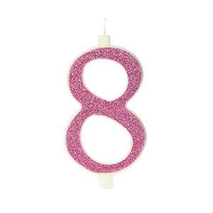 Vela Grande n° 8 Puro Glitter Rosa