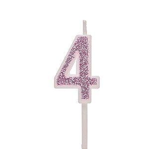 Vela Mini n° 4 Puro Glitter Rosa