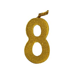 Vela Mini n° 8 Metalizado Ouro