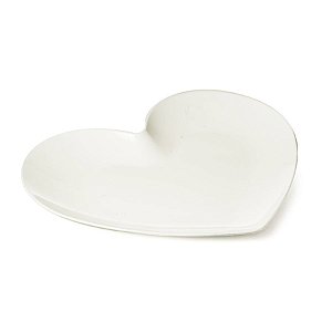 Bandeja Decorativa Coração Branco 24,5x23x1,5