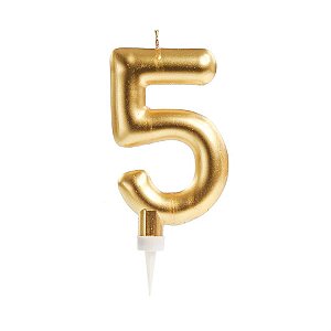 Vela n° 5 Arredondado Metalizado Ouro