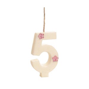 Cromus - Vela n° 5 Especial Branco e Pink - 1 unidade