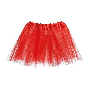 Saia de Tule Vermelho com Glitter Infantil