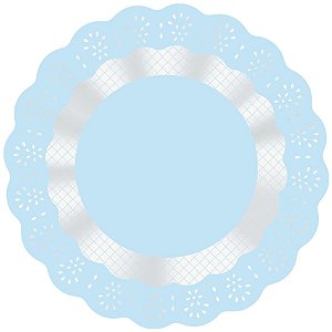 Tapetinho para Doces Rendado Redondo Azul 7 cm - 100 Un
