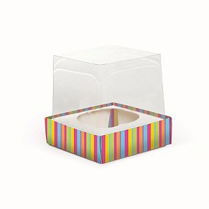 Caixa Cupcake com Visor Colorido 9x9x9 - 6 Un