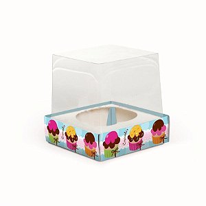 Caixa Mini Cupcake com Visor Docinhos 5,5x5,5x5,5 - 6 Un