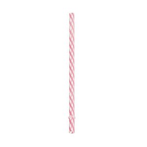 Canudo de Plástico Listra Rosa Transparente 19 cm - Pacote com 10 Unidades