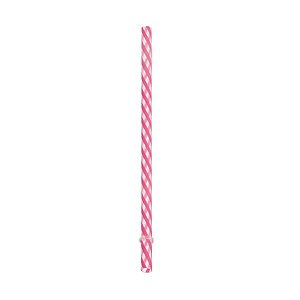 Canudo de Plástico Listras Pink Transparente 19 cm - Pacote com 10 Unidades