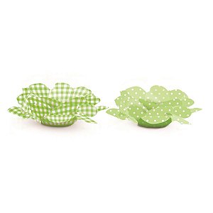 Forminhas para Doces Flores Poá xadrez Verde - 40 Un