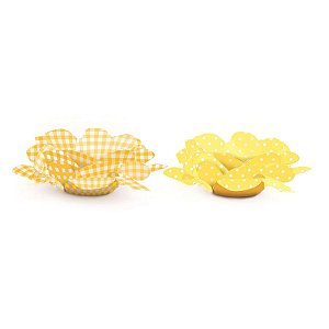 Forminhas para Doces Flores Poá xadrez Amarelo - 40 Un