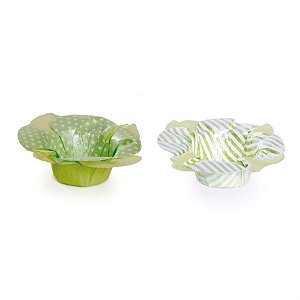 Forminhas para Doces Gloss Poá Listras Verde - 40 Un