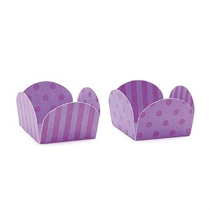 Forminhas para Doces Poá Listras Lilás - 50 Un