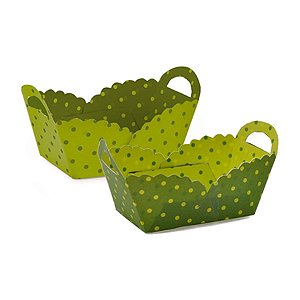 Forminhas para Doces Cestinha com Poá Verde 2 Doces - 24 Un