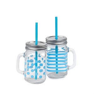 Caneca de Suco Estampadas Azul 10x7x13 - 1 Unidade