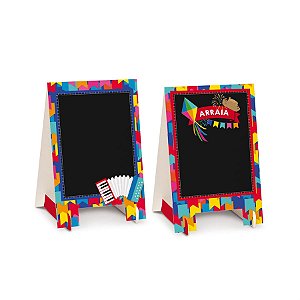 Festa Junina - Kit Cavalete Decoração de Mesa Quadrilha Grande - 2 Peças