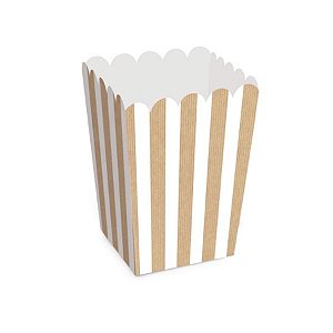 Linha Cores - Caixa para Pipoca Listras Kraft Pequena 5,5x5,5x9 - 10 Un