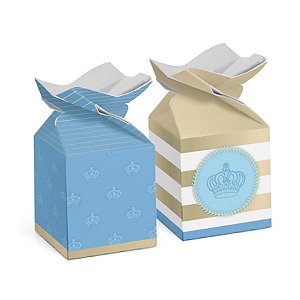 Festa Reino Encantado Menino - Caixa Trouxinha com Reinado Príncipe 5,5x5,5x10,5 - 12 Un