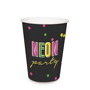 Copo Papel Neon 240Ml Pt - 8 Un