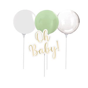 Kit Topo De Bolo com Balão Oh Baby Boy