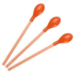 Canudo Colher Laranja  - 10 Unidades