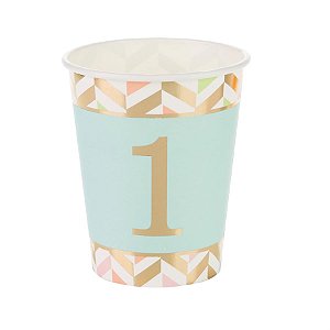 Copo de Papel 270ml Azul 1 Ano - 10 Un
