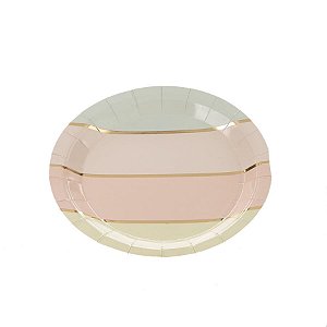 Prato Papel Listras Degrade Com Dourado - 10 Un