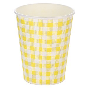 Copo de Papel 270ml Xadrez Amarelo Junina - 10 Un
