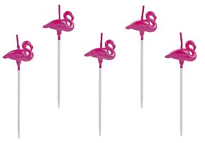 Vela Flamingo Rosa Metalizada - 5 Un