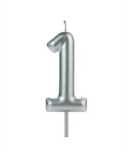 Vela Big Metalizada 8,5cm Prata Nº 1