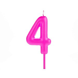 Vela Big Metalizada 8,5cm Rosa Nº 4