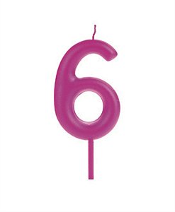 Vela Big Metalizada 8,5cm Rosa Nº 6