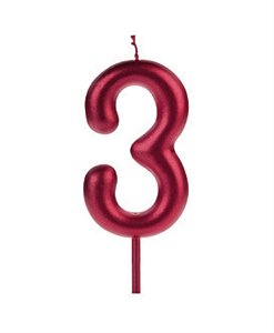 Vela Big Metalizada 8,5cm Vermelha Nº 3