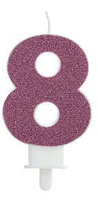 Vela Fashion Rosa Número 8