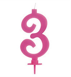 Vela Grande Rosa Número 3