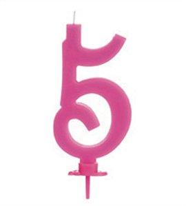 Vela Grande Rosa Número 5
