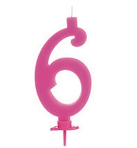 Vela Grande Rosa Número 6