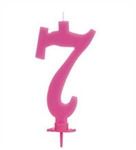 Vela Grande Rosa Número 7