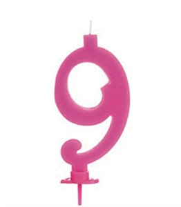 Vela Grande Rosa Número 9
