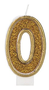 Vela Glitter Basic Dourada Número 0