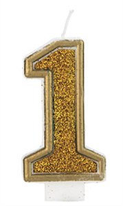 Vela Glitter Basic Dourada Número 1