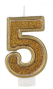 Vela Glitter Basic Dourada Número 5