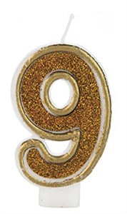Vela Glitter Basic Dourada Número 9