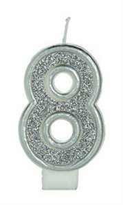 Vela Glitter Basic Prata Número 8