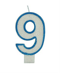 Vela Big Glitter Borda Azul Número 9